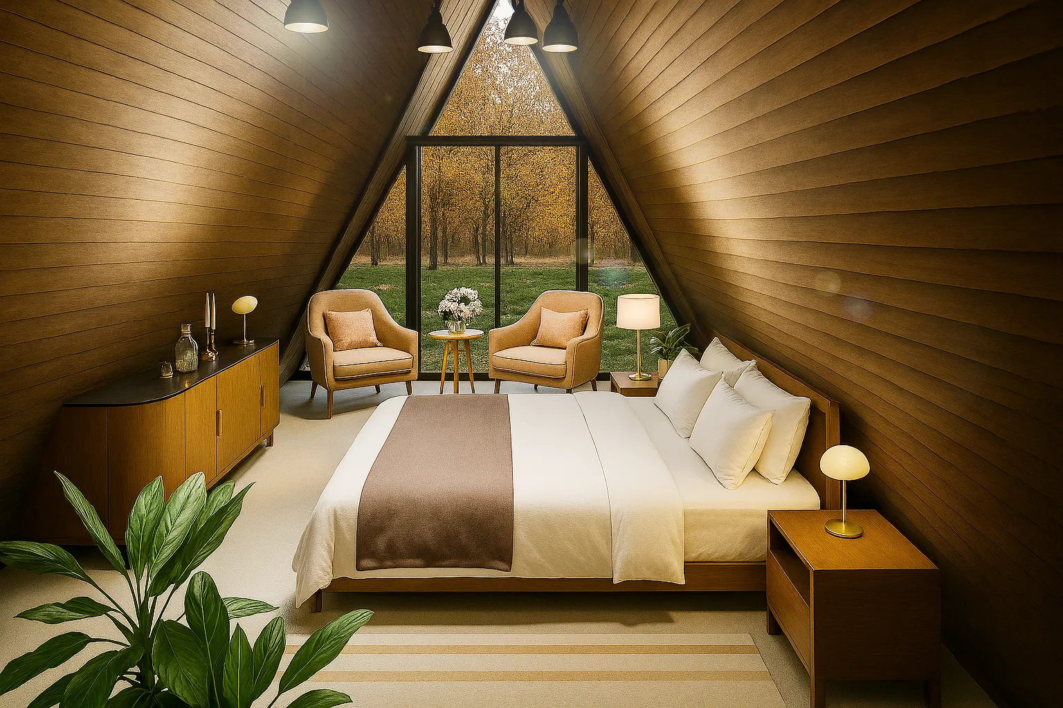 Sürdürülebilir yaşamı destekleyen, çevre dostu teknolojilerle donatılmış tiny house.