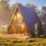 Küçük alanda lüks detaylar sunan, mermer tezgahlı mutfaklı tiny house.
