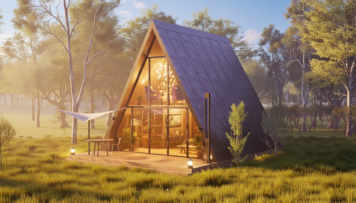 Küçük alanda lüks detaylar sunan, mermer tezgahlı mutfaklı tiny house.