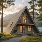 Endüstriyel ve modern dokunuşlarla dekore edilmiş küçük yaşam alanı tiny house.