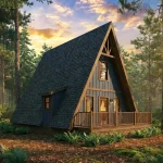 Panoramik cam cephesiyle doğal manzarayı içeri taşıyan lüks tiny house.